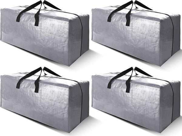 Cosy Family 4 Pack Heavy Duty Extra Large Moving Bags with Backpack Straps - Strong Handles & Zippers, Storage Totes for Space Saving, Fold Flat, Alternative to Moving Box (X-Large-Set of 4, Blue)