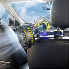 Double head USB car fan 360 degree rotation strong wind dual use for car home laptop and desktop cooling