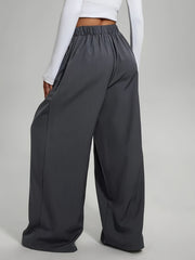 Elegant Set of Two Solid Color Casual Wide-Leg Pants