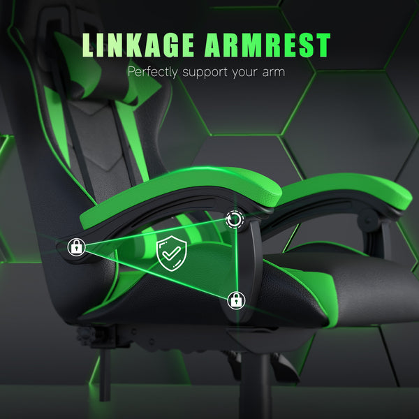 GartistGo Ergonomic Gaming Chair - Gamer Chairs with Lumbar Cushion + Headrest, Height-Adjustable Office & Computer Chair for Adults, Girls, Boys (Without footrest)