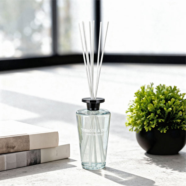 REEF 1000ml Reed Oil Diffuser Set, Sandalwood, Teak Wood, Tobacco & Oud, Luxury Beautiful Home Fragrance for Bedroom Living Room Home Decor Office Essential Oil Reed Diffuser for Stress Relief