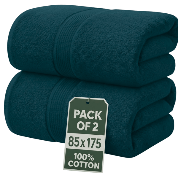 Set of 2 Jumbo Extra Large Bath Sheets – 85 x 175 cm Super Soft, Highly Absorbent, Quality Towels for Bathroom, Spa, Gym & Hotel Use