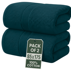 Set of 2 Jumbo Extra Large Bath Sheets – 85 x 175 cm Super Soft, Highly Absorbent, Quality Towels for Bathroom, Spa, Gym & Hotel Use