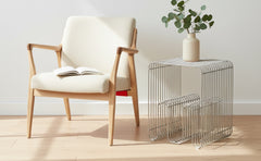Metal Wire Side Table Magazine Rack Compact End Table for Sofa & Bedside, Modern Minimalist Book Holder Storage, 30.5 x 30.5 x 43 cm