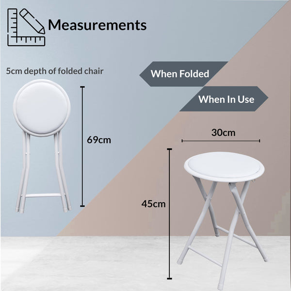 Standard Folding Stool – Durable & Compact Seating Solution Foldable Lightweight Portable - Available in Black or White