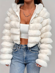 Exclusive New Autumn/Winter Collection: Elegant Three-Dimensional Women's Autumn/Winter Hooded Plush Outerwear, Stylish and Warm Autumn/Winter Outfit