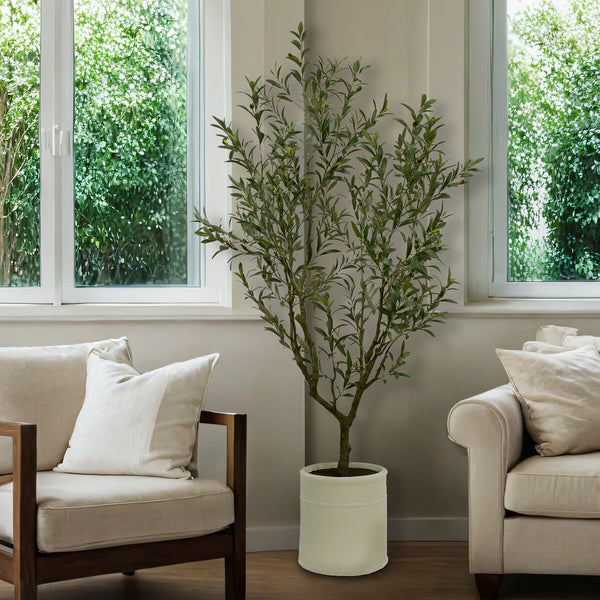Artificial 6.5Ft Olive Tree in French Crock Planter