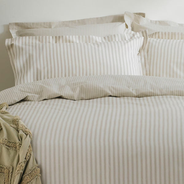 Yard Hebden 100% Cotton Natural Stripe Duvet Cover Set in 4 Sizes