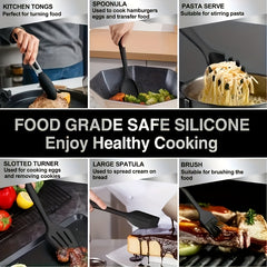 Silicone Kitchen Utensils Set | Heat Resistant And, Suitable For Non Stick Pans, Stainless Steel Cutting Tools, Small Kitchen Tools, Ideal Holiday Gift 17+2 Sets Of Food Grade Silicone Cooking Combinations
