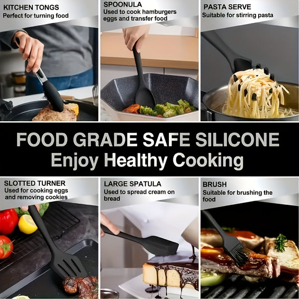 Silicone Kitchen Utensils Set | Heat Resistant And, Suitable For Non Stick Pans, Stainless Steel Cutting Tools, Small Kitchen Tools, Ideal Holiday Gift 17+2 Sets Of Food Grade Silicone Cooking Combinations