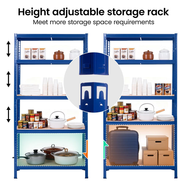 5 Tier Metal Shelving Unit, Heavy Duty Garage Shelving Units, Racking Shelving for Warehouse Workshop Office 148*75*30cm