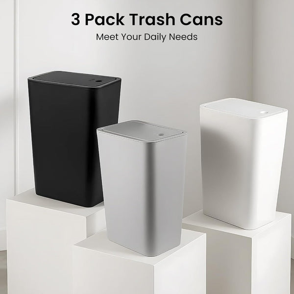 3pcs Elegant toilet bin with lid bathroom bin with lid space saving covered bathroom trash can, a must-have tool for home cleaning, suitable for living rooms, bedrooms, bathrooms, toilets, and kitchens