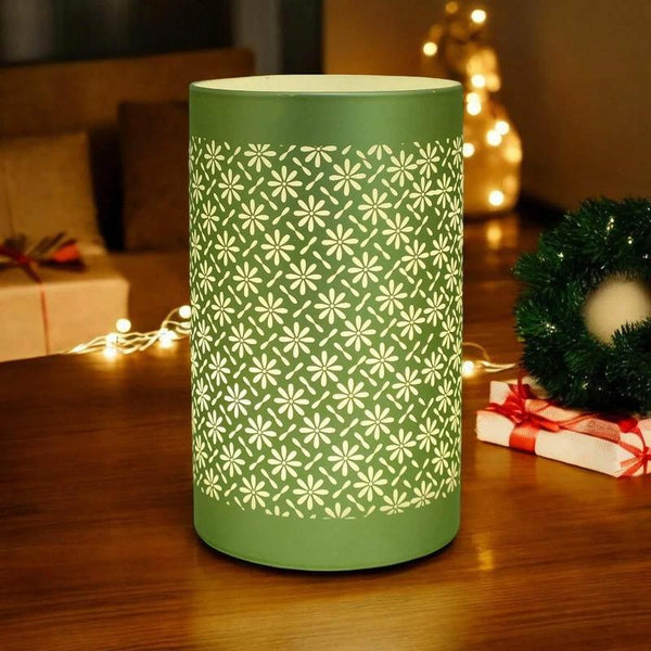 LED Table Lamps Battery Operated Cordless Desk Lights | Blue Green or Pink Flower Petal Design