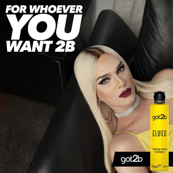 Got2B Glued Blasting Freeze Hairspray 300 Ml, Glued Hairspray for up to 72H Ultra Strong Hold, Hairspray Got2B, for Extreme Hairstyles, Vegan Formula