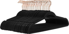 Amazon Basics Slim Velvet Non-Slip Suit Hangers - 30-Pack, Black/Silver