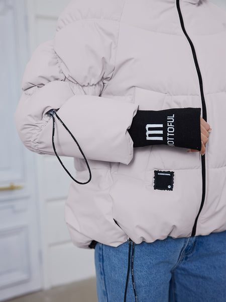 Women's Winter Casual Warm Padded Coat with Fashionable Double Hood and Windproof Cuffs
