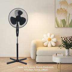 Max. 51.2inch Oscillating Pedestal Floor Fan Standing Air Cooling 3 Speed Cool Setting Electric Silent for Home, Office & Bedroom Living Room
