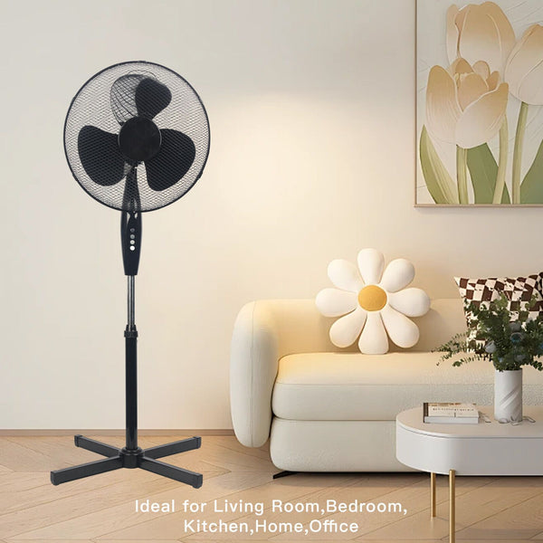 Max. 51.2inch Oscillating Pedestal Floor Fan Standing Air Cooling 3 Speed Cool Setting Electric Silent for Home, Office & Bedroom Living Room