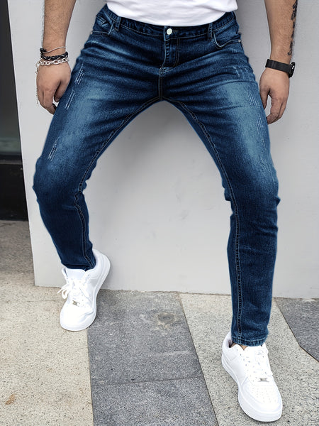 Men'S Denim Slim Fit Slimming Black Stretch Men'S Easy Casual Small Straight Leg Business Men'S Pants, Suitable for All 4 Seasons