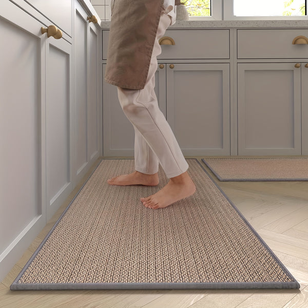 2pcs Kitchen Mat with Non- Slip Backing - Fast Drying, Super Absorbent, Machine Washable for Kitchens, Sinks, Laundry Rooms And Hallways - Beige - 44x75cm And 44x120cm