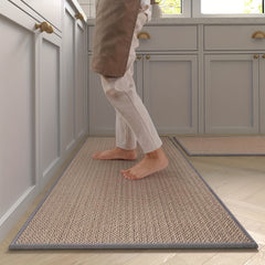 2pcs Kitchen Mat with Non- Slip Backing - Fast Drying, Super Absorbent, Machine Washable for Kitchens, Sinks, Laundry Rooms And Hallways - Beige - 44x75cm And 44x120cm