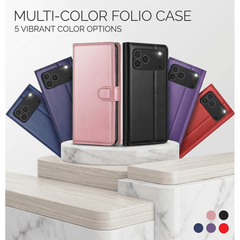 Leather Wallet Flip Cover with Card Holder, Stand Feature, Magnetic Closure, Compatible with iPhone 17 Pro Max 16 15 14 Pro Max 13 12 11 XR 8 7 SE 2022