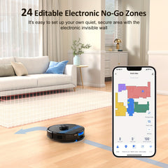Lubluelu 2025 Latest SL60 Ultra 4500Pa Robot Vacuum And Mop Combination, Automated Vacuum, Self-Recharging, Anti-Siphon, 55Db Quiet Operation, Ultra-Slim Design, 5 Mapping Options, 24 Restricted Areas for Pet Hair on Carpets And Hard Floors