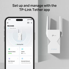 TP Link Dual-Band Wifi 7 Range Extender, RE235BE