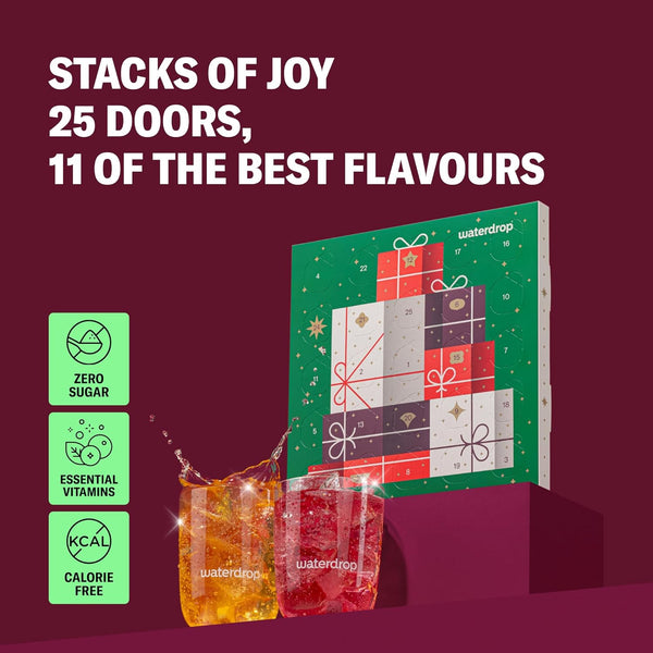 Waterdrop® Advent Calendar 2025 – 25 Days of Sugar Free Water Flavouring Hydration Tablets, Christmas Gifts for Women & Men, Countdown Calendar with Daily Surprise Flavours - Limited Edition