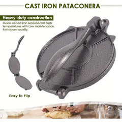 8 Inch Tortilla Press Tortilla Maker Food Grade Aluminum Tortilla Dough Press for Flour Tortilla Pie Crusts for Home Kitchen (Black)