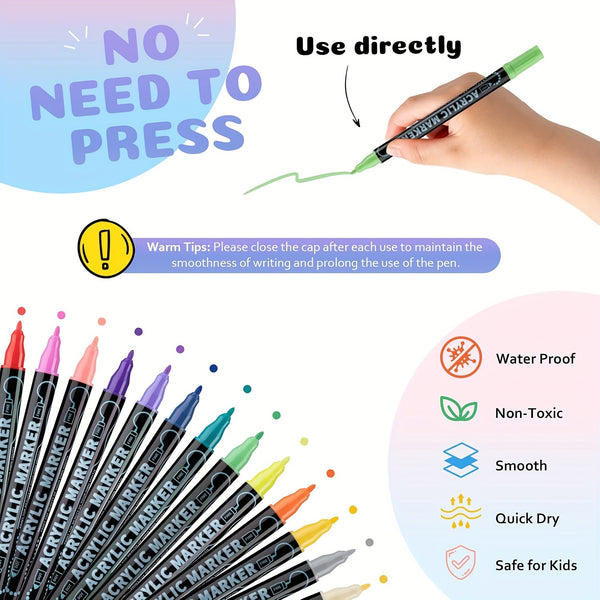 36 Colors Dual Tip Acrylic Pens Markers