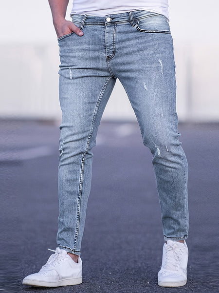 Geng Yuan Shi Selected Products - Men'S Tight Body Fit Casual Fashion Elastic Denim Pants