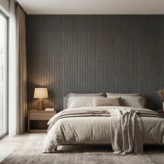 1pc 3D Imitation Wood Grain Grille Wall Panels, 300*40cm, Self-adhesive Vertical Stripe Wall Stickers, Peel and Stick, TV Background Decoration Stickers for Bedroom and Living Room, Kitchen and Bathroom Wall Renovation Stickers, Ideal for Renovating Livin