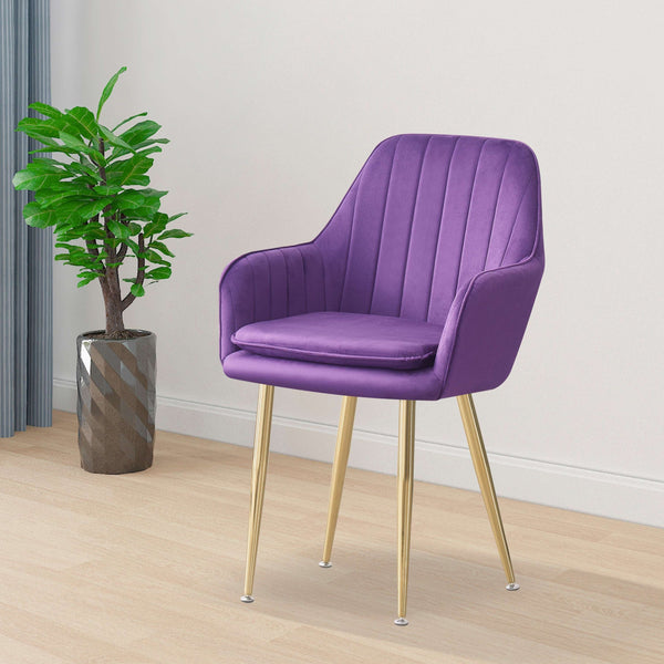 MOF Velvet Dining Chairs Kitchen Chairs Living Room Chairs with Sturdy Metal Legs Reception Chairs with Backrest and Padded Seat