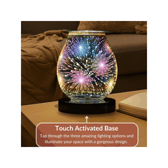 3D Firework & Lightning Effect Electric Wax Melt Burner Lamp – Aromatherapy Oil Burner, Fragrance Diffuser & Warmer for Home Décor, Bedroom & Living Room – Decorative 17cm Touch Lamp