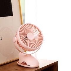 Mini USB Rechargeable Clip Fan, 4-Speed Quiet Fan, 360° Adjustable Fan, Pink Portable Fan, Removable & Cleanable, Clip-On Design Fan, 19.5x13x13cm