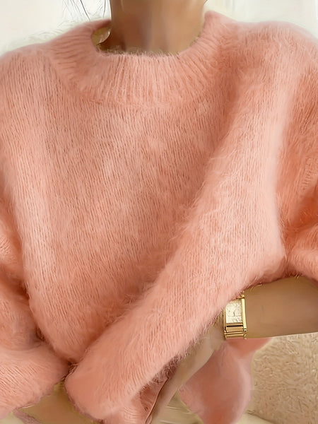 Women's Plush Sweater, High-Quality Alpaca Alpaca Material, Elegant Women's Wear, Essential for Outings, Comfortable and Fitted, Autumn and Winter