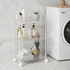 2/3/4-Tier Transparent Storage Cart - Multi-Functional Rolling Organizer with Wheels | for Bathroom, Kitchen, Laundry Room | Snack & Toiletries Holder (Easy Assembly)