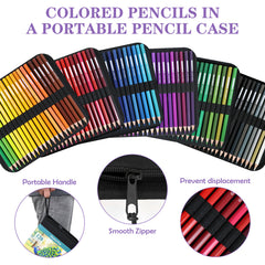 120-Color Oil-Based Colored Pencils - Pre-Sharpened Art Pencils Set with Case for Adult Coloring Books, Professional Drawing & Sketching Supplies for Artists, Students & Beginners