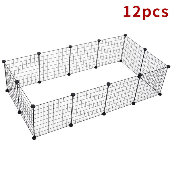Pet Playpen Metal Wire Fence 12 Panel Enclosure Indoor Outdoor Guinea Pig Rabbit Small Animals Cage, Dog Playpen, Cat Playpen, Small Animal Playpen, Pet Playpen, Dog Fence for Puppy, Rabbit, Kitten, Hamster, Guinea Pig, Turtle, Hedgehog, 24 Plastic Buckle