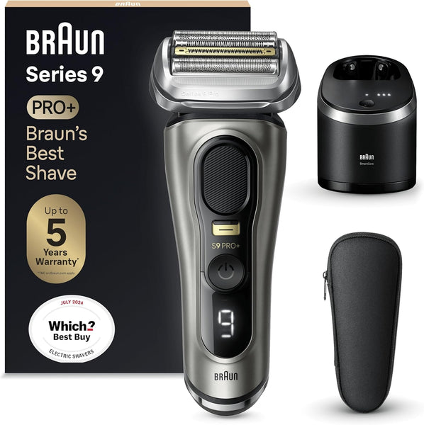 Braun Shavers Series 9 Pro+ Electric Shaver for Men, Wet & Dry Electric Razor, 5+1 Ultra Thin Precision Blades, Pro Sensoadapt, 6 in 1 Smartcare Center, 60 Min Runtime, 9665CCE Graphite