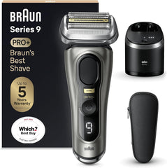 Braun Shavers Series 9 Pro+ Electric Shaver for Men, Wet & Dry Electric Razor, 5+1 Ultra Thin Precision Blades, Pro Sensoadapt, 6 in 1 Smartcare Center, 60 Min Runtime, 9665CCE Graphite