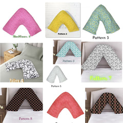 T&T Printed V Pillow Covers Easy Care Head Back Neck Maternity Support 74x34cm