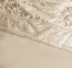 3 Piece Velvet Quilted Bedspread Set Jacquard Damask Bed Cover with Pillow Shams | Luxury Soft Polyester Bedspread for Double King Super King Beds | Modern Elegant Bedroom Bedding Set