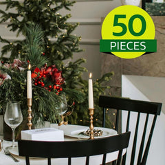 50-Pack Long Taper Candles - Unscented Ivory Tapers for Wedding, Church, Banquet - Real Wax Burning Candles Suitable for Chandeliers, Dinner Candles, Romantic Decor ( Use)