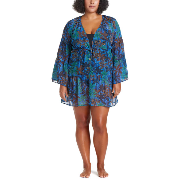 Rod Beattie Ladies Bleu Beach Cover up Dress Palm Tree