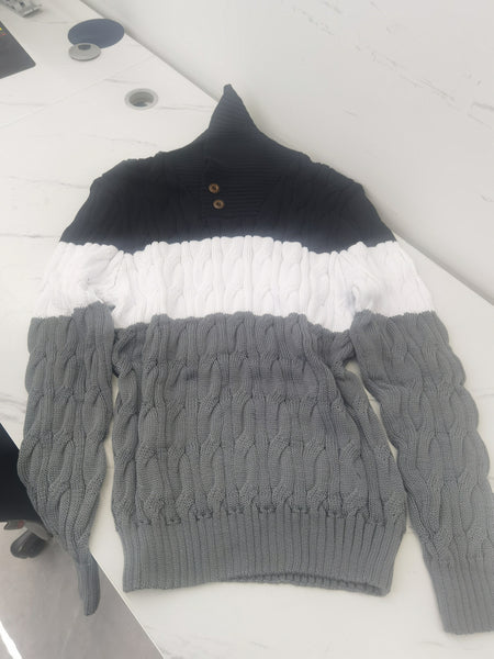 Men's Mature Business Sweater - New Autumn/Winter Lapel Ribbed Knitwear, Fashionable Solid Color Pullover, Suitable for Layering and Wearing Over Clothes