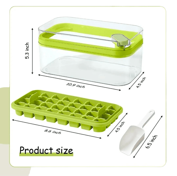 Ice Cube Tray with Lid and Bin, 56pcs Ice Cube Mold, 2 Trays & Ice Scoop, BPA