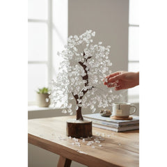 Clear Quartz Crystal Tree – Natural Healing Crystal Decor for Home Office Desk, Spiritual Feng Shui Ornament, Positive Energy Crystal Gift for Women Men, Meditation Reiki Decor, Living Room Ornament, Gift Box Included with Mini Crystal Guide