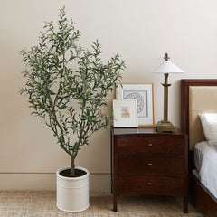 Artificial 6.5Ft Olive Tree in French Crock Planter